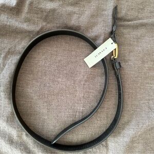 Coach Dark Leather Belt with Gold Accent